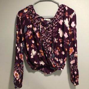 Floral tie front long sleeve